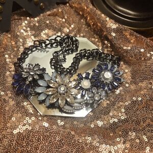 Joan Rivers Black and Blue Floral Necklace